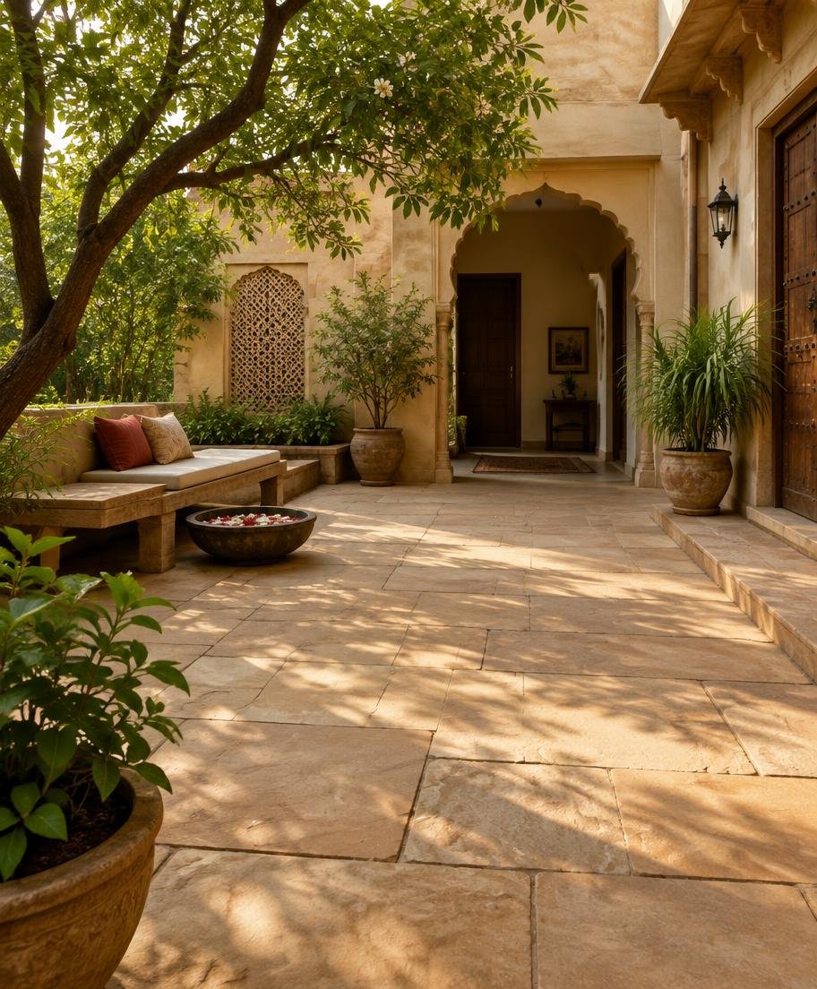 Silver Grey Flamed Granite Outdoor Patio Paver — Dev Darshan Tiles